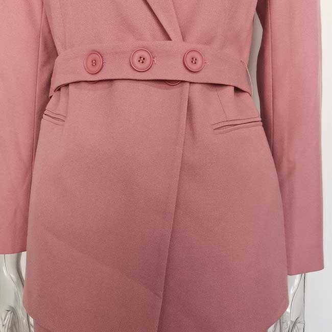 Women's Pink & Brown Pantsuit with Belt | Formal Event Suit
