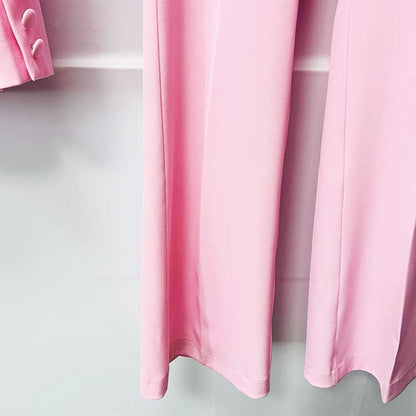 Women's Pink One-Button Pantsuit | Blazer & Trousers Set