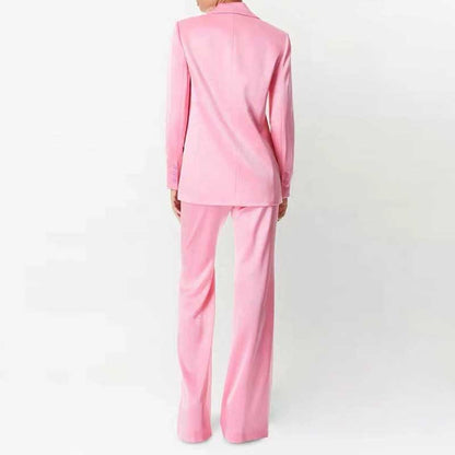 Women's Pink One-Button Pantsuit | Blazer & Trousers Set