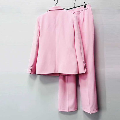 Women's Pink One-Button Pantsuit | Blazer & Trousers Set