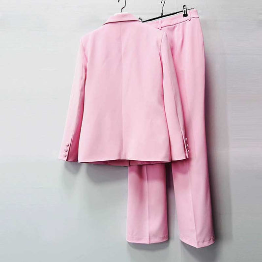 Women's Pink One-Button Pantsuit | Blazer & Trousers Set