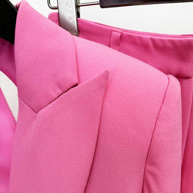 One Button Pantsuit Pink Formal Event Suit