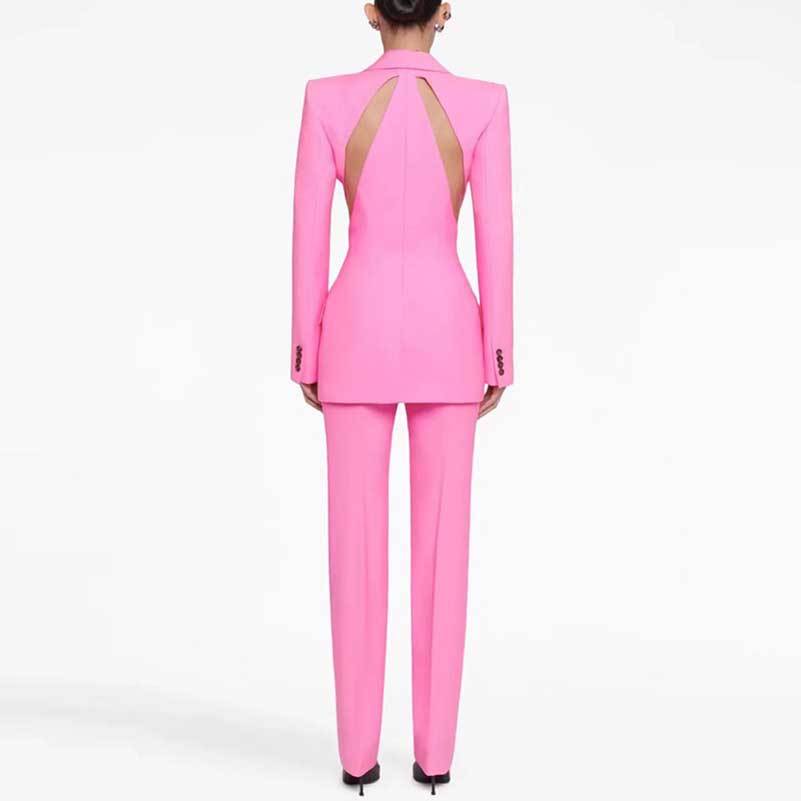 One Button Pantsuit Pink Formal Event Suit