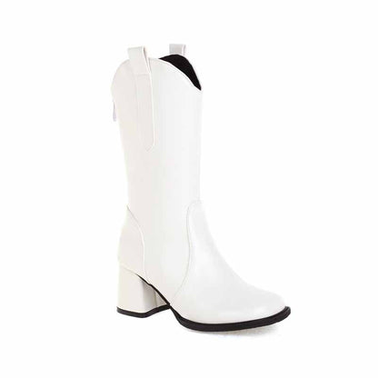 Fashion Boots Plus Size Mid-calf Boots in white, black,brown,khaki color