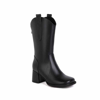 Fashion Boots Plus Size Mid-calf Boots in white, black,brown,khaki color