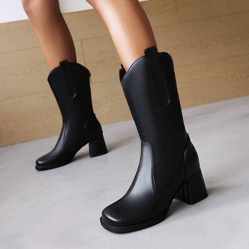 Fashion Boots Plus Size Mid-calf Boots in white, black,brown,khaki color