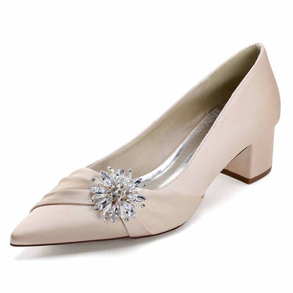 Chunky Heel Dress Sandals Point Toe Dress Heels Beads Bride Shoes