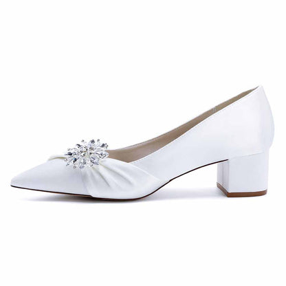 Chunky Heel Dress Sandals Point Toe Dress Heels Beads Bride Shoes
