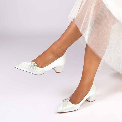 Chunky Heel Dress Sandals Point Toe Dress Heels Beads Bride Shoes