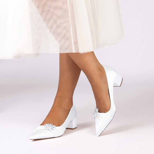 Chunky Heel Dress Sandals Point Toe Dress Heels Beads Bride Shoes