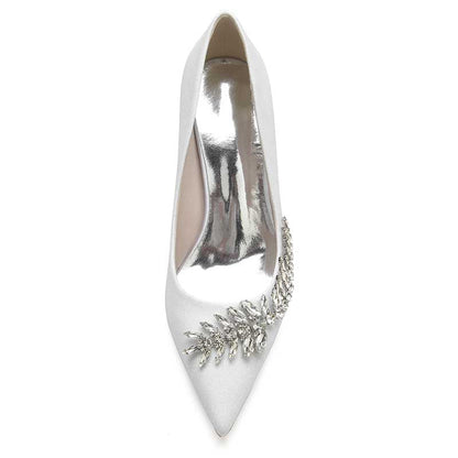 Women's Rhinestones Wedding Shoes Gliter High Heels Pointed Toe Bridal Heels