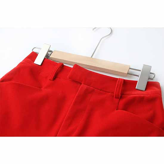 Women's Red Single-Breasted Blazer & Pant Suit | 2-Piece Set