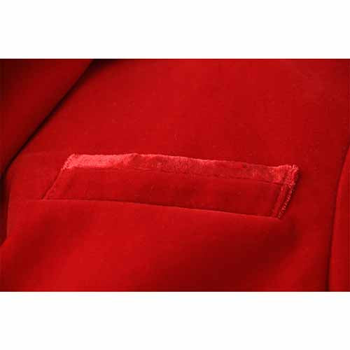 Women's Red Single-Breasted Blazer & Pant Suit | 2-Piece Set