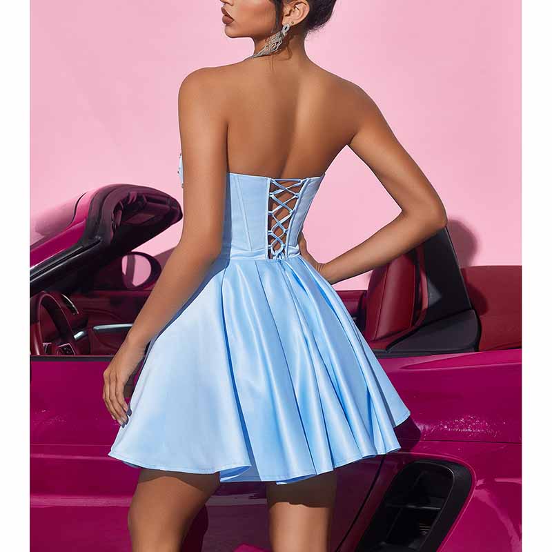 Sky Blue Corset Homecoming Dress Sweetheart Short Party Dress