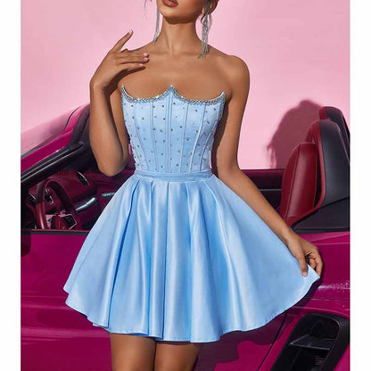 Sky Blue Corset Homecoming Dress Sweetheart Short Party Dress