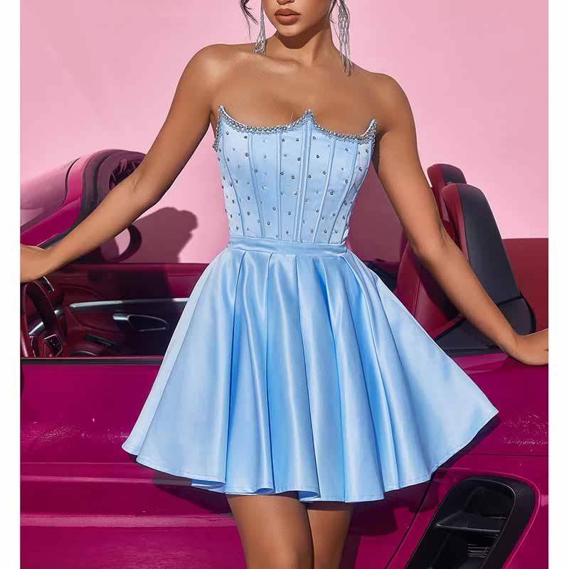Sky Blue Corset Homecoming Dress Sweetheart Short Party Dress
