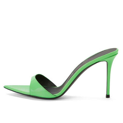 Womens High Heeled Mules Shoes Peep Toe Slip On Sandals Heels