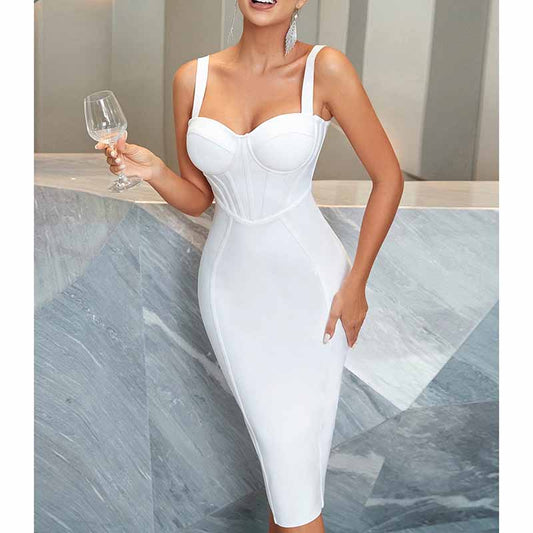 Spaghetti Strap Bandage Dress – Midi Clubwear Dress