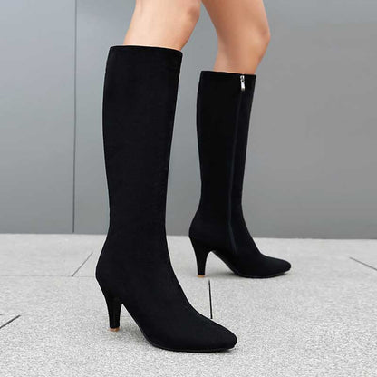 Women's Suede Knee-High Boots with Heel
