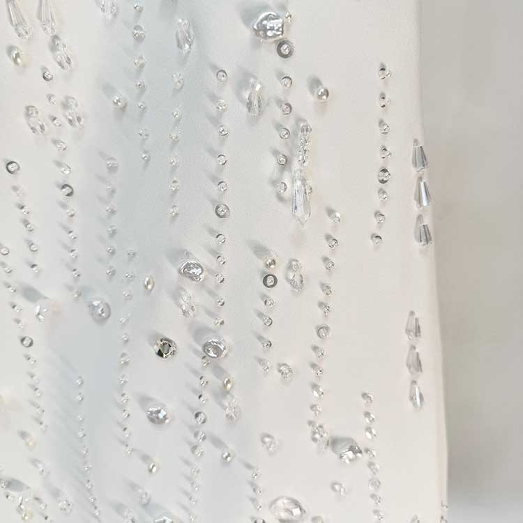 Hand-Beaded Short Dress White Mini Dress