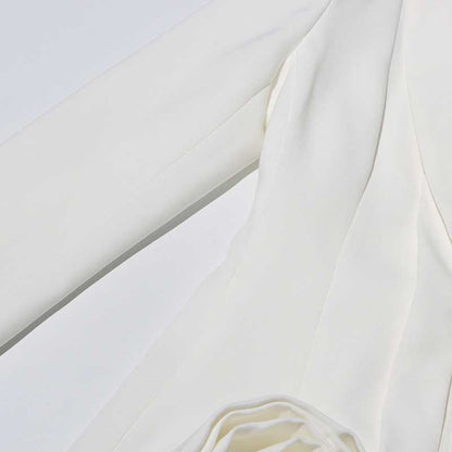 Wide-Leg Wedding Pantsuit in White Rose-appliques