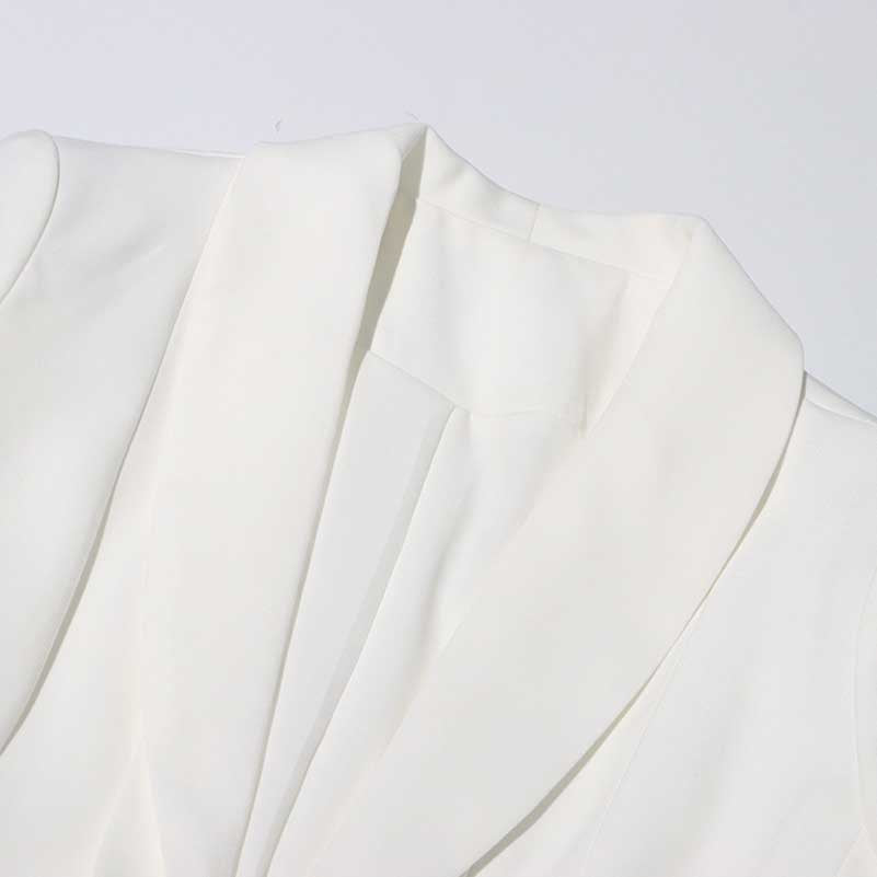 Wide-Leg Wedding Pantsuit in White Rose-appliques