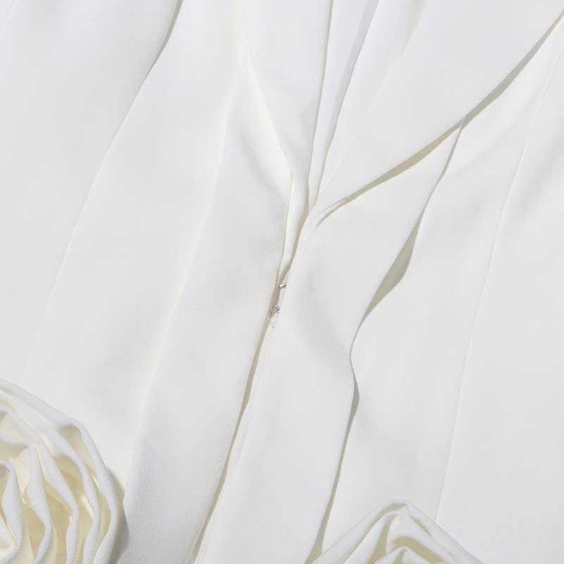 Wide-Leg Wedding Pantsuit in White Rose-appliques
