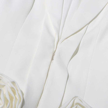 Wide-Leg Wedding Pantsuit in White Rose-appliques
