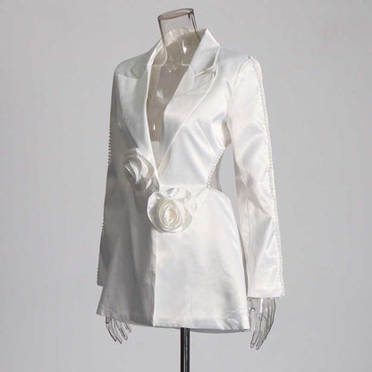 Wedding Suit Flower Pearls Detail Slim Fit Suit