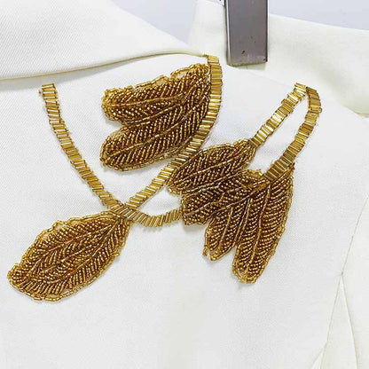 Beaded Pantsuit for Women | One-Button Blazer & Trousers