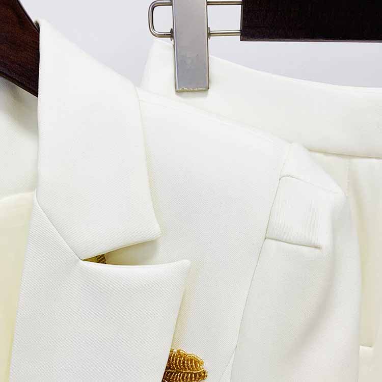 Beaded Pantsuit for Women | One-Button Blazer & Trousers