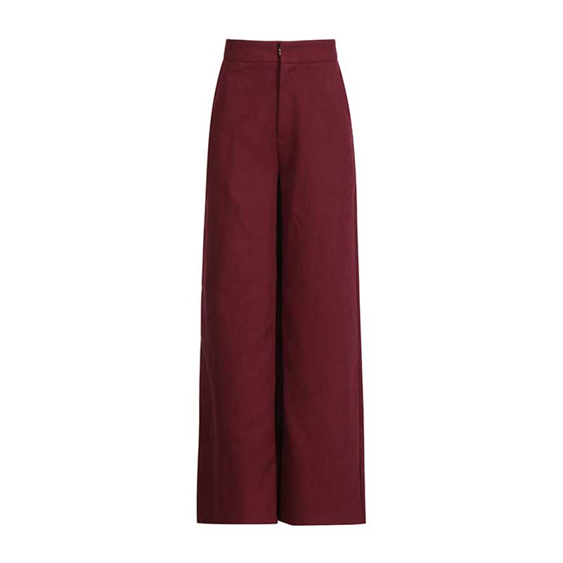 Wide Leg Pantsuit Wine Red Standard Collar Formal Event Suit
