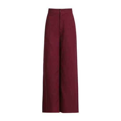 Wide Leg Pantsuit Wine Red Standard Collar Formal Event Suit