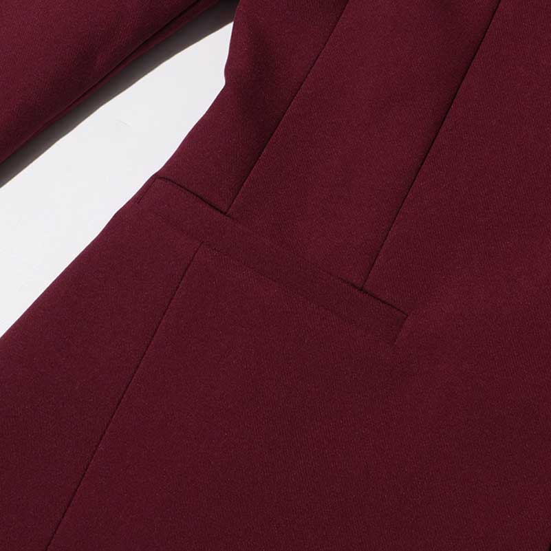 Wide Leg Pantsuit Wine Red Standard Collar Formal Event Suit
