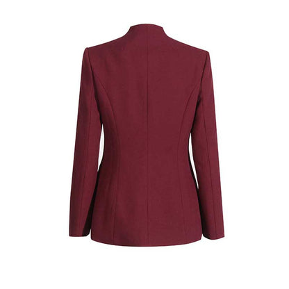 Wide Leg Pantsuit Wine Red Standard Collar Formal Event Suit