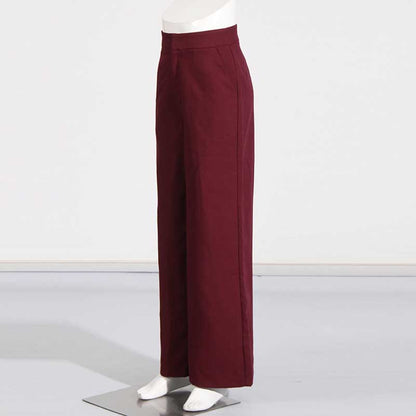 Wide Leg Pantsuit Wine Red Standard Collar Formal Event Suit