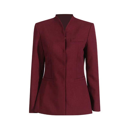 Wide Leg Pantsuit Wine Red Standard Collar Formal Event Suit