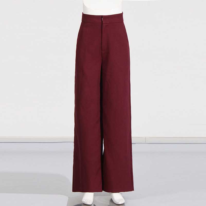 Wide Leg Pantsuit Wine Red Standard Collar Formal Event Suit