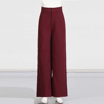 Wide Leg Pantsuit Wine Red Standard Collar Formal Event Suit