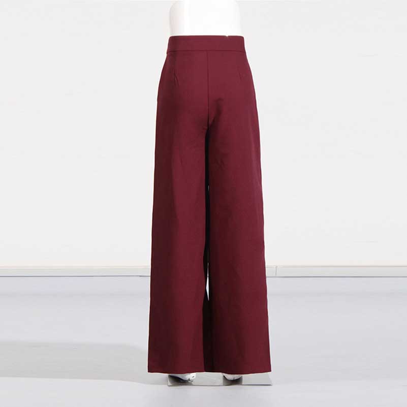 Wide Leg Pantsuit Wine Red Standard Collar Formal Event Suit