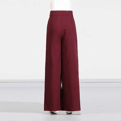 Wide Leg Pantsuit Wine Red Standard Collar Formal Event Suit