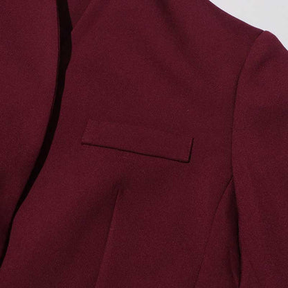 Wide Leg Pantsuit Wine Red Standard Collar Formal Event Suit