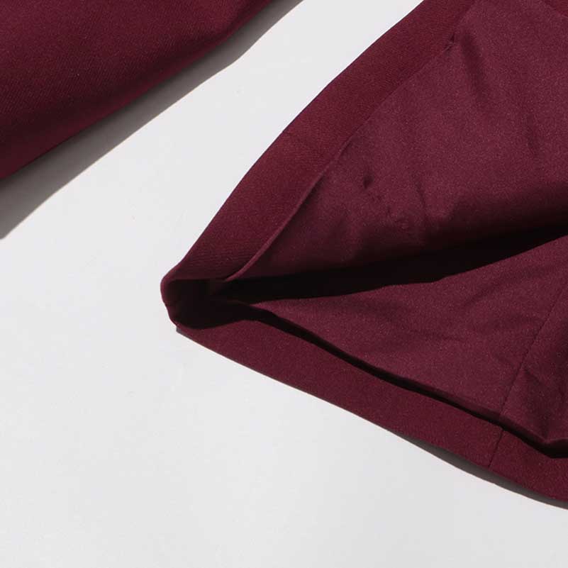 Wide Leg Pantsuit Wine Red Standard Collar Formal Event Suit