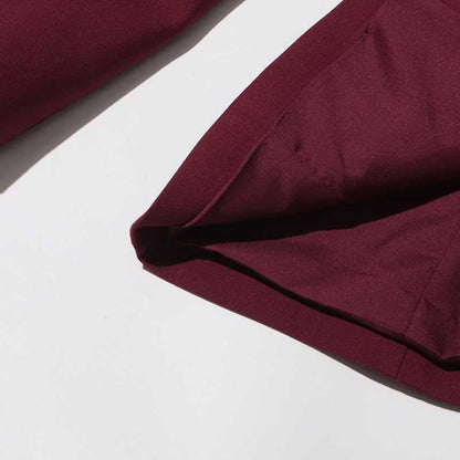 Wide Leg Pantsuit Wine Red Standard Collar Formal Event Suit