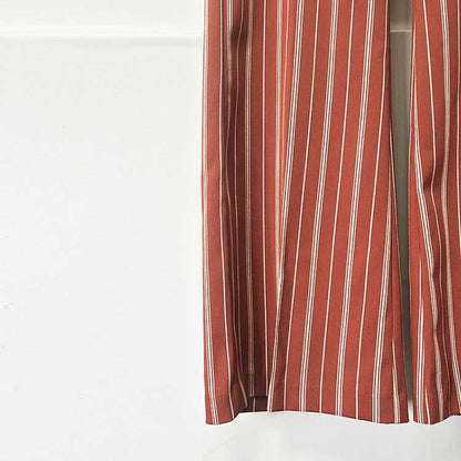 Stripe-Pattern Double-Breasted Blazer Suit Brown Pantsuit